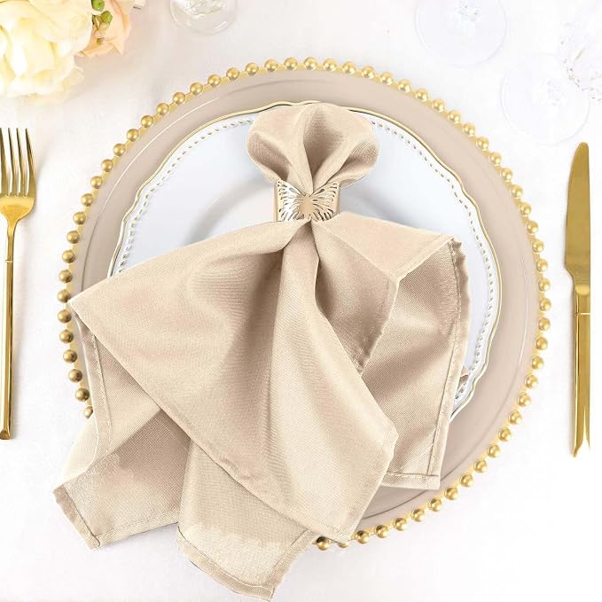 Tableclothsfactory Premium Pack of 100 Premium Nude 20" x 20" Washable Polyester Napkins Great for Wedding Party Restaurant Dinner Parties for Party & Decorations - Image 6