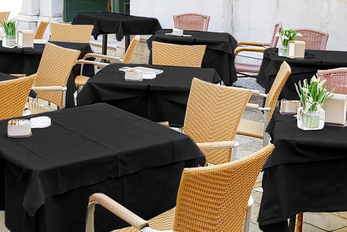 6 Packs Black Square Tablecloths 52 x 52 Inch | Polyester Table Cloth for Square Tables, Stain Wrinkle Resistant Washable Fabric, Perfect for Wedding Banquet Party - Image 6