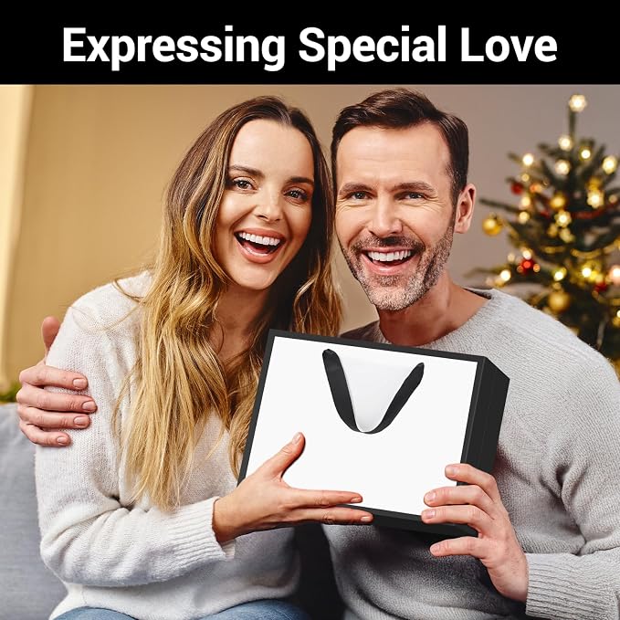 EUSOAR Paper Bags with Handles, 50pcs 10.6"x3.1"x8.3" Wrap Bags with Handles Bulk, Merchandise Business Craft Grocery Retail Wrapping Bags, Wedding Birthday Thank You Gift Treat Party Favor Bags - Image 6
