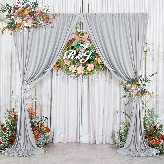 40ft×10ft Sliver Grey Wrinkle Free Backdrop Curtains for Parties, 8 Panels 5×10ft Thick&Silky Polyester Sliver Photo Backdrop Drapes Curtains for Birthday Party Baby Shower Wedding Photography - Image 9