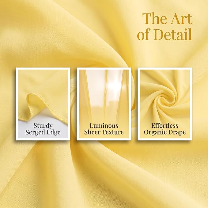 AMZLOKAE Yellow Chiffon Wedding Arch Draping 18FT 2 Panels Sheer Fabric - Image 5