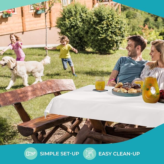 Party Solids White Plastic Table Cover Roll Pack of 6, 40" X 100' Table Cloth Plastic Cover Roll - Premium Quality Thick 0.5 MIL Banquet Rolls - Disposable Tablecloth Rolls - Image 6