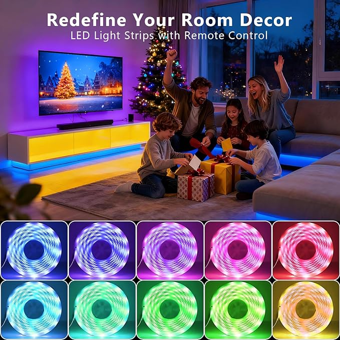DAYBETTER Led Strip Lights 300 ft Ultra Long Smart Light Strips with App Voice Control Remote, 2835 RGB Music Sync Color Changing Lights for Bedroom, Kitchen, Party,Home Decoration