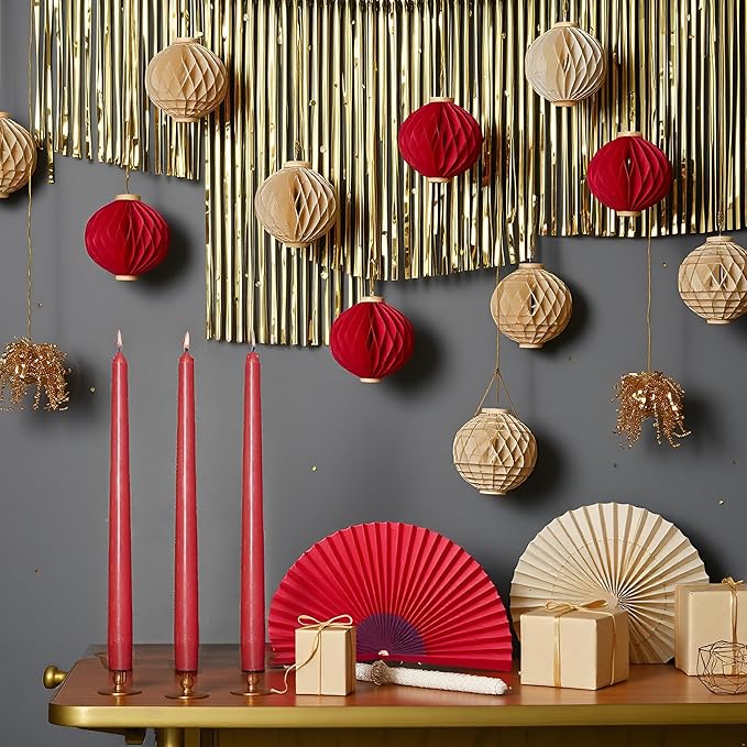 24 Pack Red Taper Candles丨Taper Candles 10 Inch Dripless丨Unscented & Smokeless Candlesticks Bulk丨7-8 Hours Long Burning Tall Candles丨Ideal for Christmas Weddings Parties Dinner