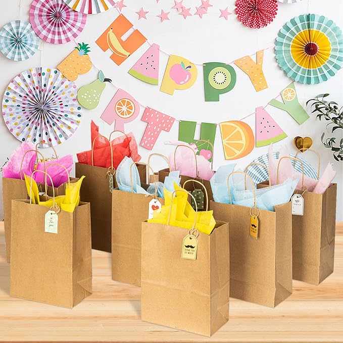 METAPRINT 50 PCS Custom Printed Kraft Paper Bags for Medium Business,8x4.5x10 Inch Medium Size, Personalized Retail Gift Bags with Logo, Brown White Shopping Paper bag with Handle, Goodie Bag - Image 6
