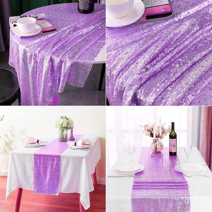 Lavender Sequin Table Runner 12 Pack, 12''x72 Glitter Table Runner - Image 8