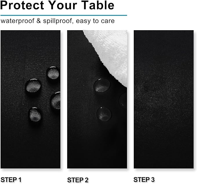 Hiasan 2 Pieces Black Tablecloth Square, 30 x 30 Inch | Waterproof, Wrinkle Resistant, Washable Polyester Fabric Table Cloth for Dining Room/Kitchen/Card Tables/Outdoor Use - Image 3