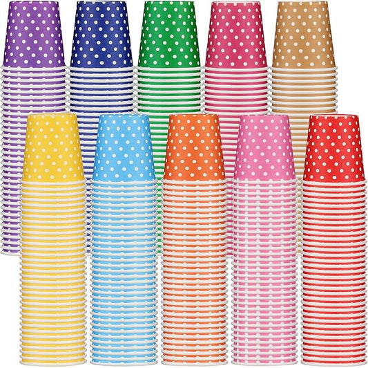 Thenshop 500 Pcs Disposable Paper Cups Small, Dot, Multicolor | 3.7 oz Cold Beverage Drinking Cups, Mini Mouthwash for Parties Picnic Coffee Travel Events Barbecues and Event, 10 Colors by Thenshop