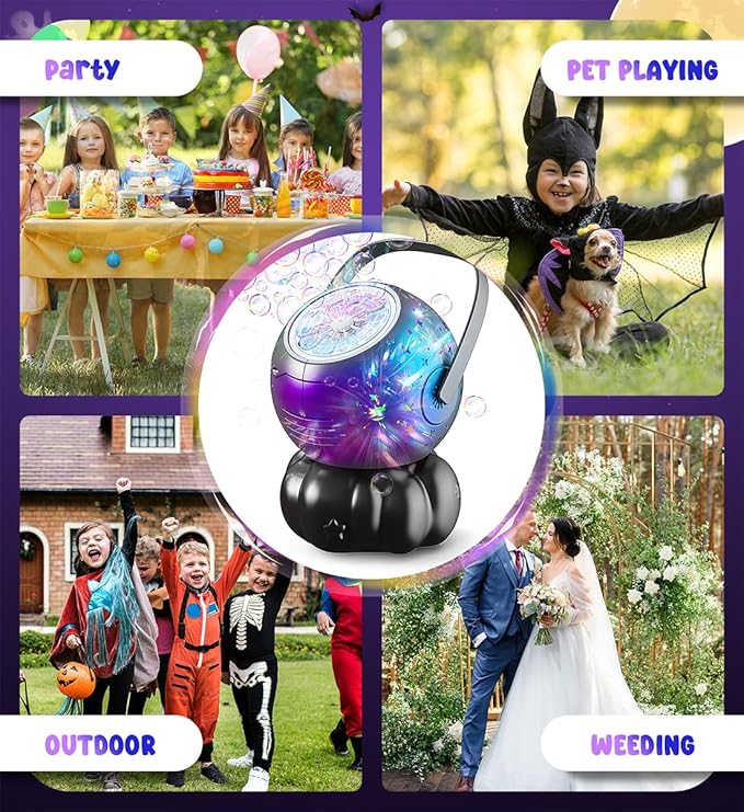 Bubble Machine - Halloween Bubble Maker for Kids with Big Bubbles Design, Multi-Color LED Light, 20oz Capacity，USB-C Rechargeable - Outdoor Toys for Toddlers Ages 3+ Boys Girls Party Birthday Gift