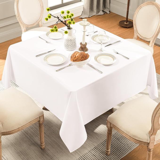 2 Pack White Square Tablecloths 52x52 Inch for Dining Tables | Washable Decorative Linen Polyester Table Cover for Banquets Buffets Parties and Weddings - Image 4