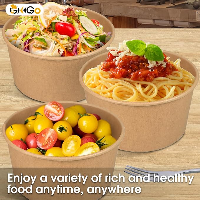 Ginkgo 90 Count 30 oz Extra Large Disposable Paper Bowls | Leak Proof, Heavy Duty Hot Soup Bowls Bulk for Ice Cream, Hot Soup, Salads, Dessert, Cereals, Cat and Dog Pet Bowls - Image 5