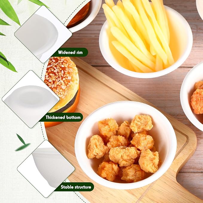 Dandat 500 Pack 9oz Disposable Paper Bowls Food Soup Natural Bagasse Fiber Bowls for Sauce Salad Dessert Hot Cold Soup - Image 3