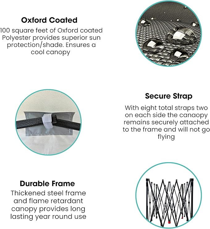 BTEXPERT 10x10ft 1-Person Setup Instant Pop Up Canopy Tent, One Touch Portable Commercial Shelter Outdoor Gazebo 1-Button Push Carrying Wheeled Bag for Home Party Deck Beach Wedding Camping Backyard