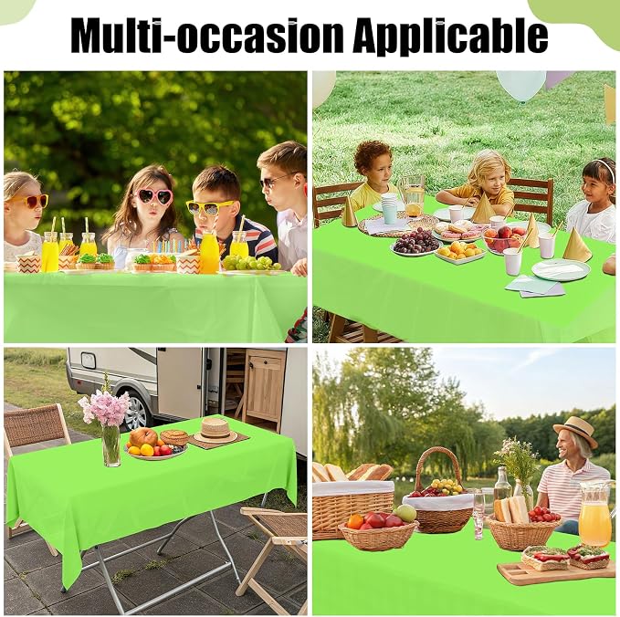 Smiry Disposable Table Cloth - 15 Pack, 54 x 108 Inch Waterproof Rectangle Tablecloths for Parties, Decorative Plastic Table Cover, Leakproof & Sturdy, Lime Green - Image 7