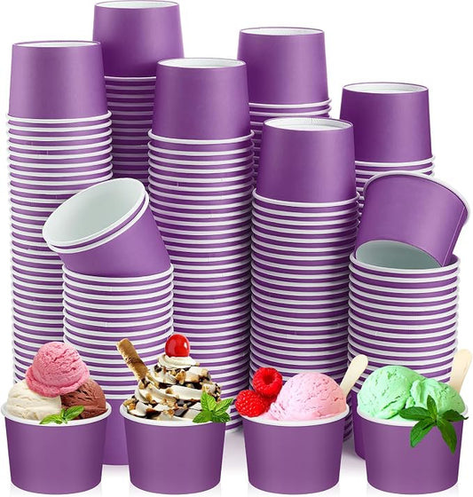 Nuenen 300 Pcs 8 oz Summer Ice Cream Paper Cups Bulk Disposable Dessert Cups Solid Color Paper Dessert Bowls for Snack Sundae Spring Party Favors Ice Cream Bar Supplies (Purple) by Nuenen