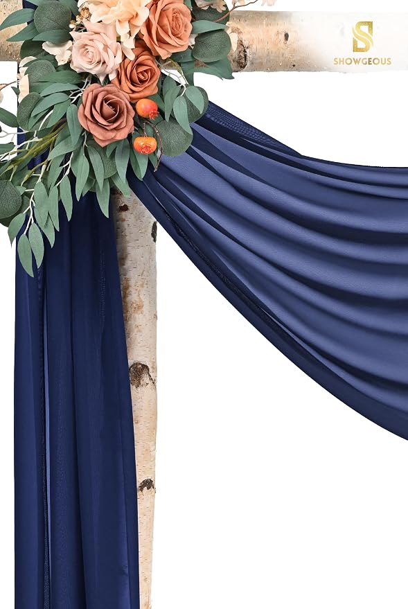 Showgeous Wedding Arch Draping Fabric Navy Blue Chiffon Fabric Drapes - Image 8