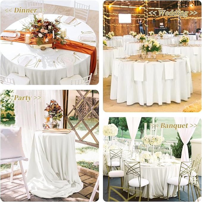 10 Packs Premium Round Tablecloth 90 Inch Ivory Polyester Table Cloth Bulk Washable Polyester Fabric Tablecloths Table Cover for Wedding Party Banquet Buffet Table Holiday Dinner (Ivory, 90 Inch) - Image 5