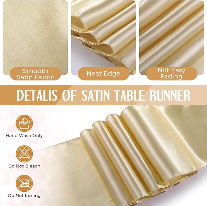 24 Packs Tablecloths Satin Runner White and Gold Graduation | 54x108 Inch Disposable Tablecloth and 12x108 Inch Satin Runners for Wedding Birthday Party Baby Shower Christmas New Year - Image 4
