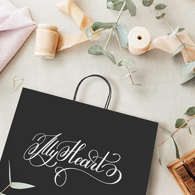 GSSUSA Black Paper Gift Bags with Handles, Large Shopping Bags 16x6x12 | 200 Pack Sturdy Kraft Bulk Bags for Small Business, Grocery, Food Service, Takeout, Retail, Boutique, and Merchandise. - Image 2
