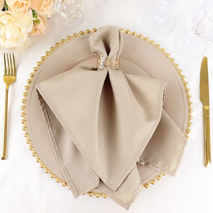 Tableclothsfactory Premium Pack of 5 Premium Nude 20" x 20" Washable Polyester Napkins Great for Wedding Party Restaurant Dinner Parties by TABLECLOTHSFACTORY