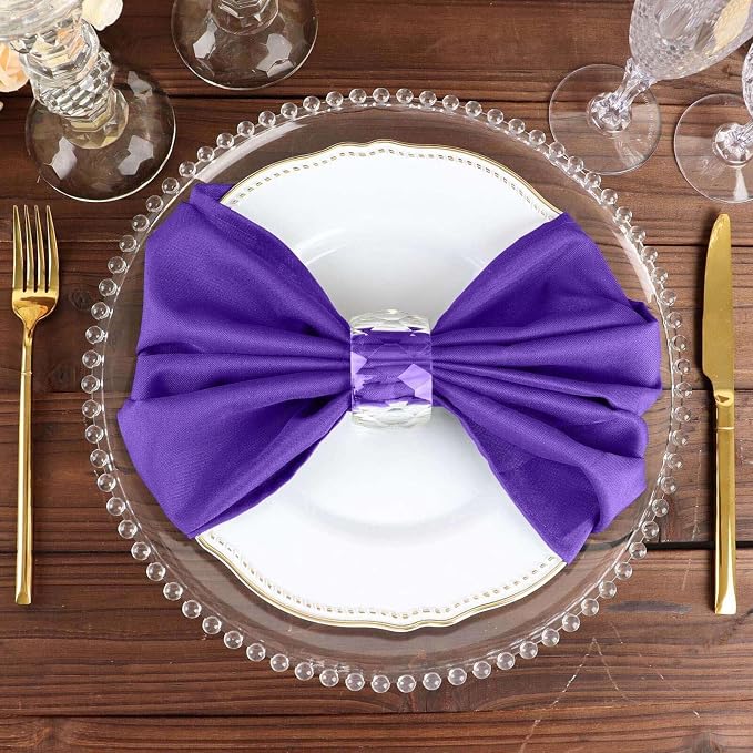 Tableclothsfactory Premium Pack of 100 Premium Purple 20" x 20" Washable Polyester Napkins Great for Wedding Party Restaurant Dinner Parties for Party & Decorations - Image 8