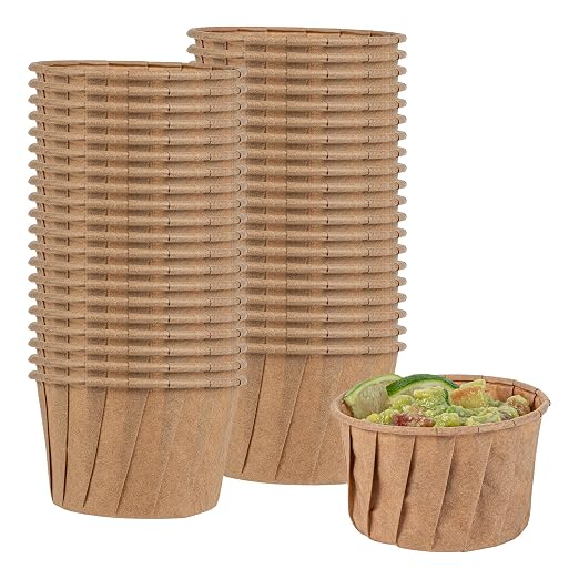 Restaurantware-Sustain 3.3 Ounce Portion Cups, 2000 Disposable Condiment Cups - Compostable, Versatile, Kraft Paper Sample Food Cups, Stylish, For Serving Dips, Jams, Sauces, Nuts, And More - Image 2