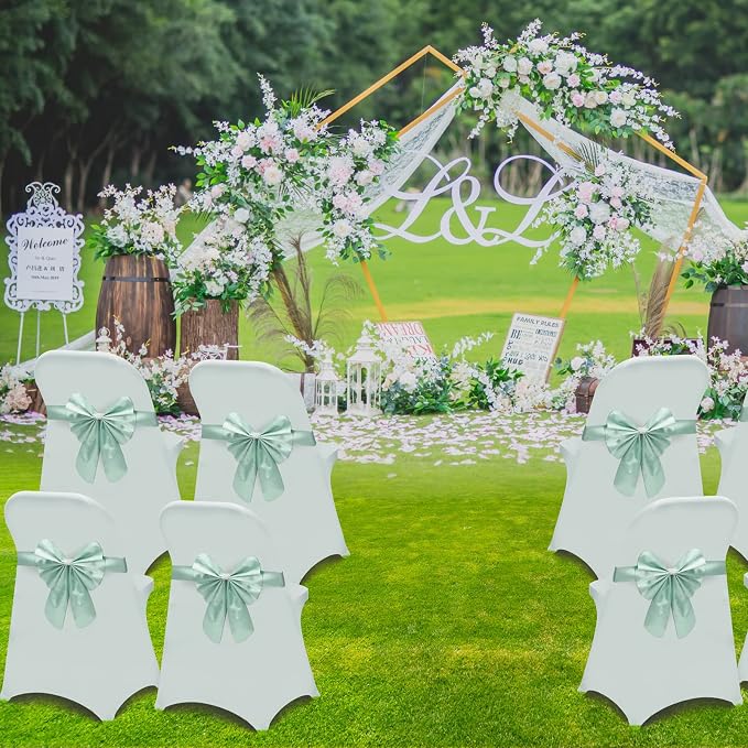 HAINARverS Folding Chair Covers for Wedding, 10PCS White | Stretch Spandex Washable Fabric Chair cover, Decoration Chair Cover for Wedding, Party, Banquet, Birthday, Conference, Event - Image 2