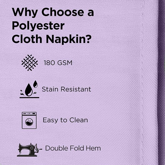 Leading Linens 20 pcs Lavender 20"x20" Polyester Cloth Napkins | Premium, soft, & durable square linen napkins, perfect for weddings, dining, restaurants, & parties. Washable. - Image 2