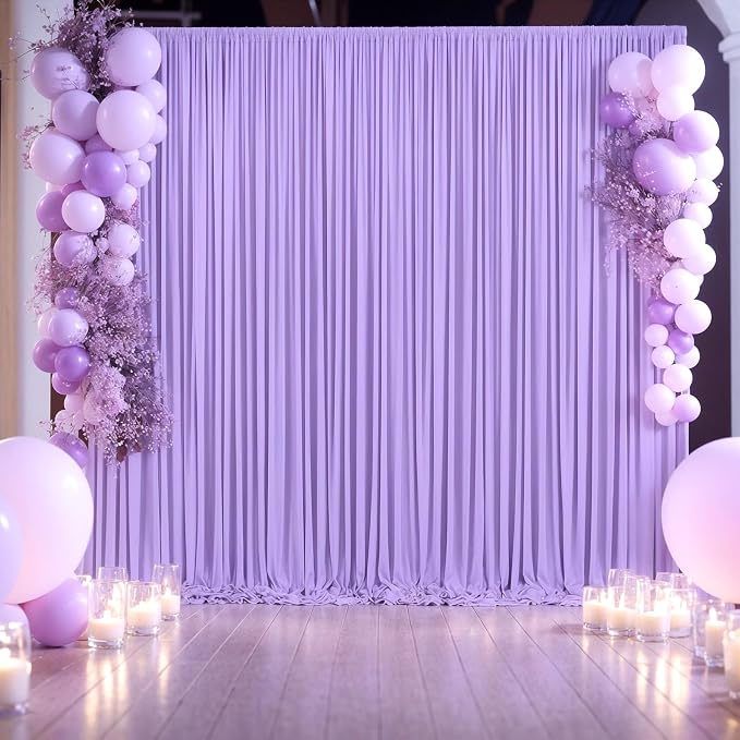 10ft x 7ft Lavender Backdrop Curtain for Parties Wedding Light Purple Wrinkle Free Backdrop Drapes Panels for Baby Shower Birthday Party Photo Photography Polyester Fabric Background Decoration - Image 4
