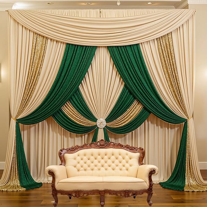 30ft x 10ft Wrinkle Free Beige Backdrop Curtains for Parties Weddings, 6 Panels 5×10ft Soft Silk Polyester Photo Backdrop Drapes for Birthday Baby Shower Baptism Photo Photography Background Cloth - Image 7