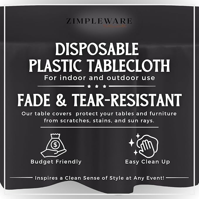 ZIMPLEWARE Dark Grey Standard Disposable Plastic Party Tablecloth [Case of 72] 84 x 84” Round Table Cover for Indoor & Outdoor Use - Image 2