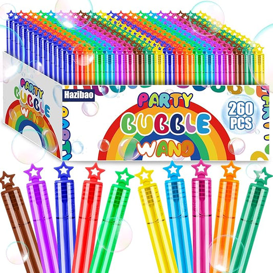 260 Pcs 10 Colors Mini Bubble Wands for Kids,Bulk Bubble Wand with Star Top, Perfect for Birthday,Party Favors, Wedding, Summer Outdoor Toys,Goody Bags Stuffer Bubbles, Carnival Prize,Givea Way