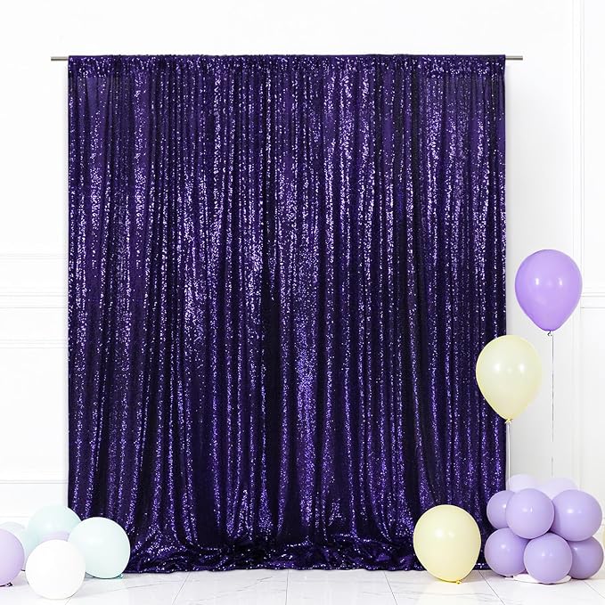 Eternal Beauty Purple 3mm Sequin Backdrop 20x10 Ft for Wedding by EternalBeauty