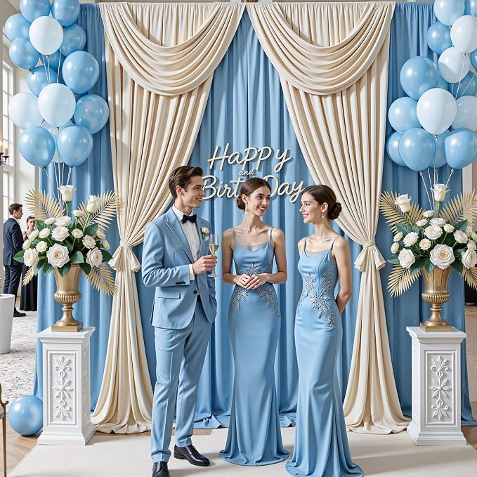 20x10ft Baby Blue Backdrop Curtains for Parties, 4 Panels 5x10ft Wrinkle-Free Polyester Background Curtains for Wedding, Birthday, Baby Shower,Graduation, Decorations - Image 7