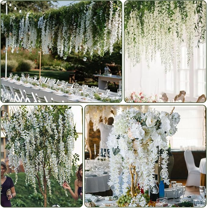 Alotiki Wisteria Hanging Flowers,36 Pack Fake Hanging Flowers,Wisteria Artificiales Garland for Home Wedding Arch Floral Party Garden Ceremony Outdoor Decor,3.6 Feet Long(36,White) - Image 8