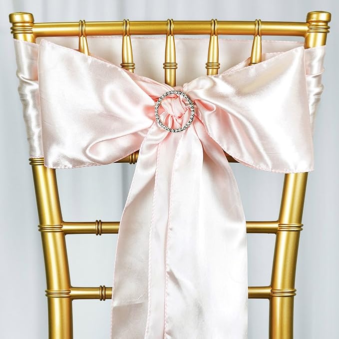 100 Blush Satin Chair Sashes Bows Ties for Wedding Decorations Party Supplies Events Chair Covers Decor Banquet Reception - Image 3