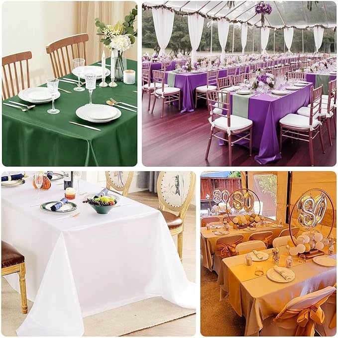 Efavormart Gold Seamless Lamour Satin Rectangle Tablecloth - 90"x156" for 8 Foot Table with Floor-Length Drop