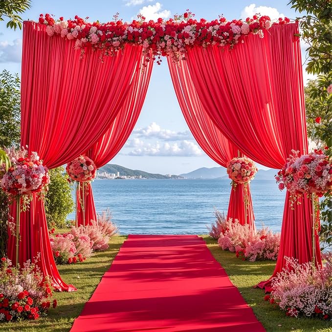 Red Backdrop Curtains 40 x 10ft for Photo Background Wrinkle Free Drapes | Soft Polyester Fabric,Natural Drape,Top Rod Pocket,Washable & Reusable,For Wedding Birthday Party Decor,4ft x 10ft 10 Panels - Image 6