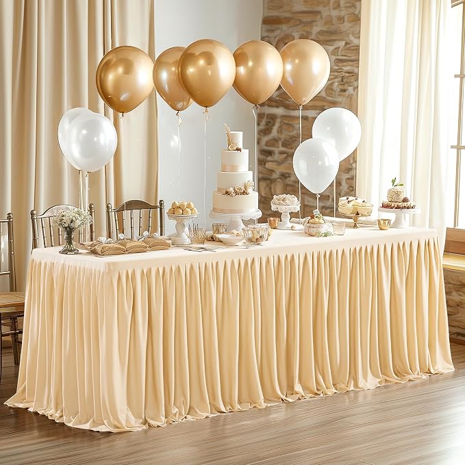 Shillance 2 Pack Champagne Table Clothes for 8 Foot Rectangle Tables, Premium Polyester Rectangle Tablecloth Wrinkle Resistant Washable Table Cover for Wedding, Party, Dining,Banquet,Buffet Tables - Image 6