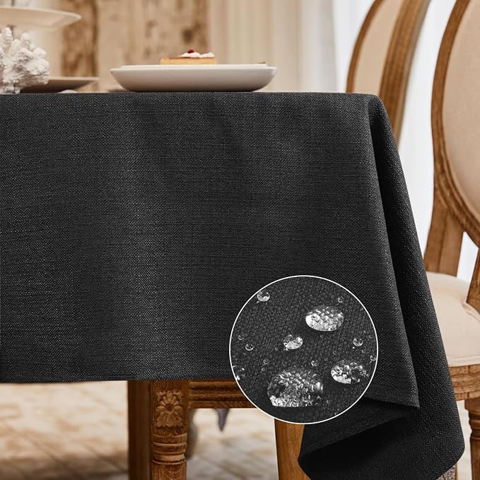 BALCONY & FALCON Rectangle Table Cloth Waterproof Charcoal Grey 118"x57" | Rectangular Washable Wrinkle Resistant Table Cloth Linen Fabric Tablecloths for Dining Party Kitchen Wedding and Outdoor Use by BALCONYFALCON
