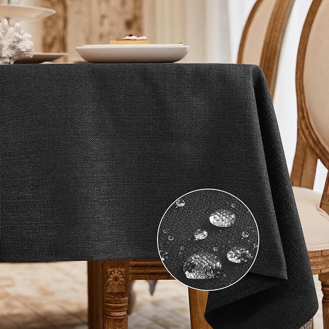 BALCONY & FALCON Rectangle Table Cloth Waterproof Charcoal Grey 95"x55" | Rectangular Washable Wrinkle Resistant Table Cloth Linen Fabric Tablecloths for Dining Party Kitchen Wedding and Outdoor Use by BALCONYFALCON