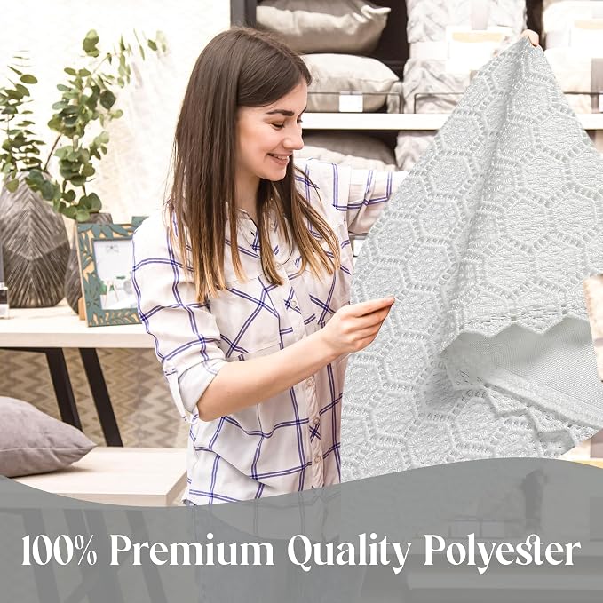 Majestic Giftware Polyester Tablecloths for Rectangle Tables - White Lace | (70/180) - TC1725UL Mini Hexagon - Unlined Design Dining Table Cover | Decorative Washable Tablecloth for Home & Kitchen - Image 6