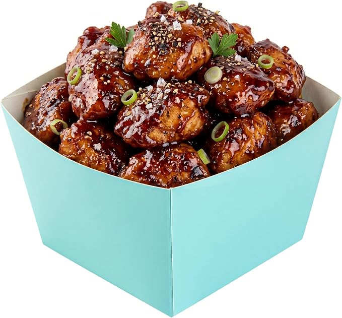 Restaurantware Square Turquoise Paper Snack Box, 200 Pack - Image 6