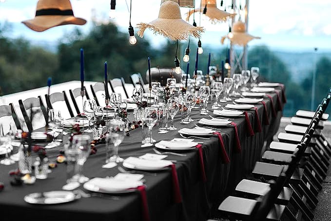 4 Pack Black Tablecloths for 6ft Tables-90 x 132 Inch | Polyester Table Cover, Stain and Wrinkle Resistant Washable Fabric Table Cloth, Perfect for Wedding Banquet Parties - Image 4