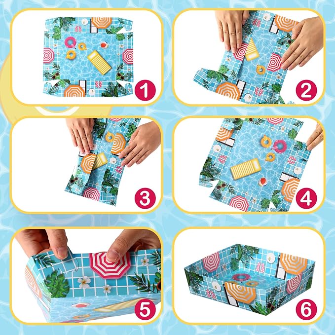 Ziliny 72 Pcs Summer Pool Beach Party Supplies 5 lb Paper Serving Food Tray | Pool Party Trays Supplies Summer Theme Decorations Paper Bowls Pool Tray Bowl for Birthday Party - Image 5