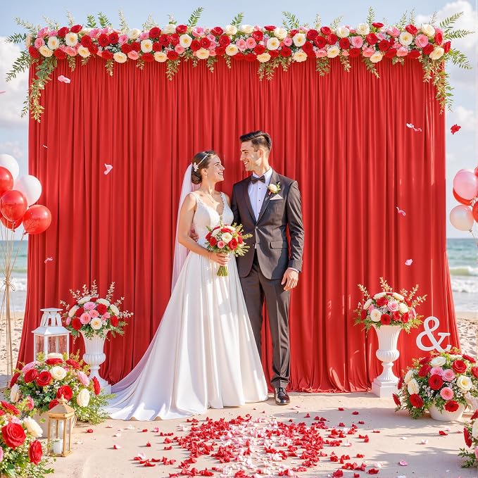 10ft x 7ft Red Backdrop Curtain for Parties Red Wrinkle Free Backdrop Drapes Panels for Wedding Baby Shower Birthday Photo Photography Christmas Polyester Fabric Background Decoration - Image 4