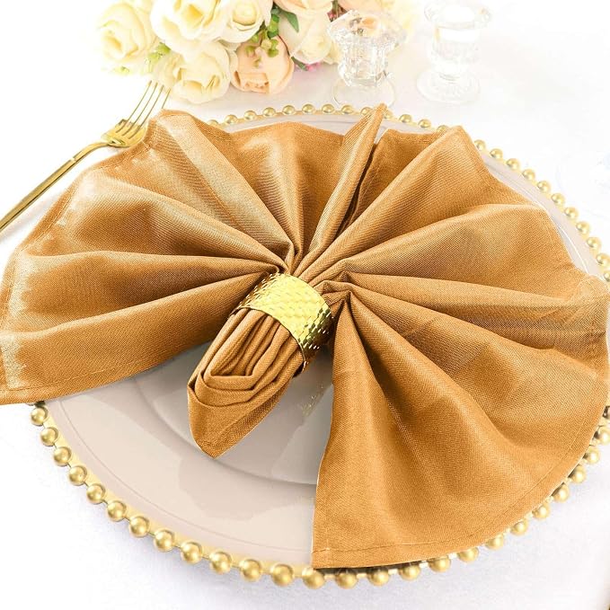Efavormart Premium Cloth Napkins Set of 10, 20x20 Inch Gold Seamless Dinner Napkins, Washable Linen Table Napkin Cloth with Hemmed Edges for Weddings, Party and Banquet - Image 2