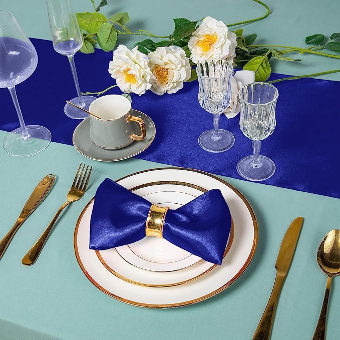 SI Pack of 30 Wedding 12 x 108 inch Satin Table Runner for Wedding, Decorations for Graduations, Engagements, Birthday Parties, Banquets, Runners fit Rectangle, Round Table - Royal Blue - Image 5