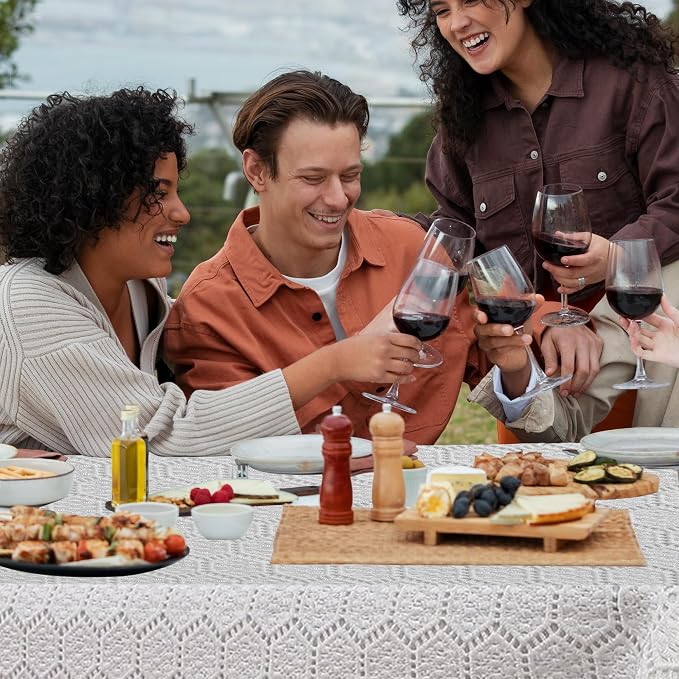 Majestic Giftware Polyester Tablecloths for Rectangle Tables - White Lace | (70/180) - TC1725UL Mini Hexagon - Unlined Design Dining Table Cover | Decorative Washable Tablecloth for Home & Kitchen - Image 7