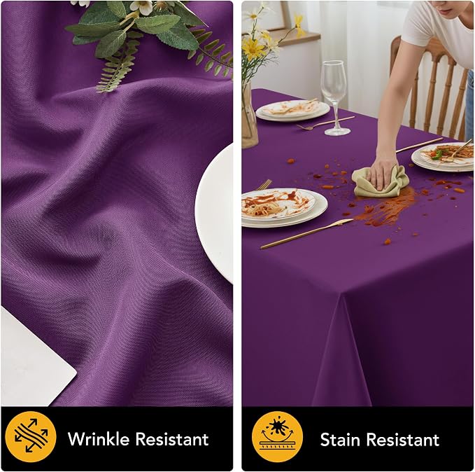 10-Pack Purple Tablecloths for Rectangle Tables, 70 x 120 Inches | Stain-Resistant Polyester Fabric for 6 Foot Tables - Washable Table Covers for Weddings, Banquets, Birthday Parties, Events - Image 4